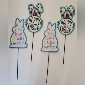 Easter Metal Lawn & Plant Stakes Decorations Bundle Of 4 For Pathways